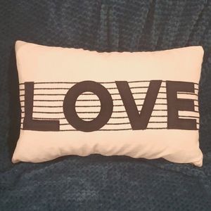 Sonoma Love Throw Pillow 22in x 14in. Cream and Navy Blue Striped. Pre loved